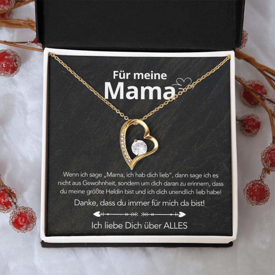 Für meine Mama – Herzanhänger in 14k Weißgold / 18k Gelbgold Veredelung