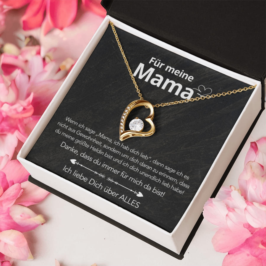 Für meine Mama – Herzanhänger in 14k Weißgold / 18k Gelbgold Veredelung