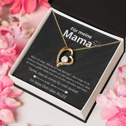 Für meine Mama – Herzanhänger in 14k Weißgold / 18k Gelbgold Veredelung