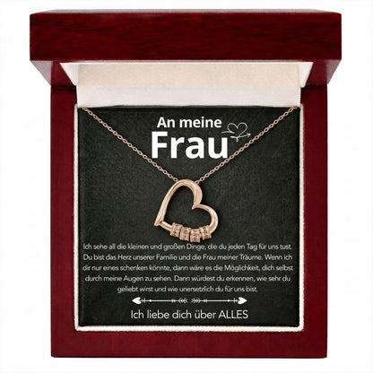 An meine Frau – Familien-Herz Halskette mit Namen & liebevoller Botschaft