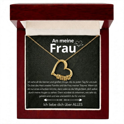 An meine Frau – Familien-Herz Halskette mit Namen & liebevoller Botschaft