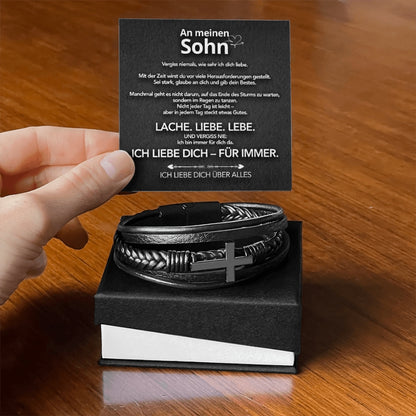 An meinen Sohn - Herren Kreuz Armband mit Notiz