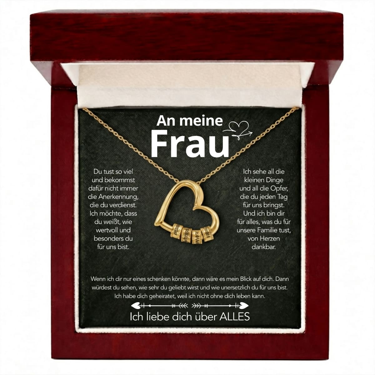 An meine Frau – Familien-Herz Halskette mit besonderer Botschaft