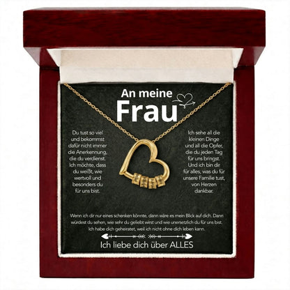 An meine Frau – Familien-Herz Halskette mit besonderer Botschaft