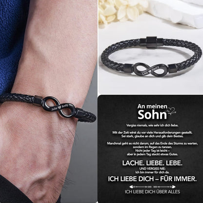An meinen Sohn – Personalisiertes Infinity Armband mit Gravur