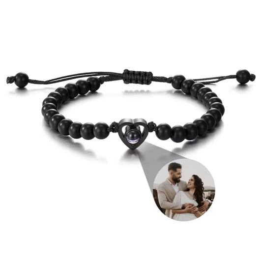 Fotoarmband mit deinem Lieblingsbild – Herzform mit Perlen