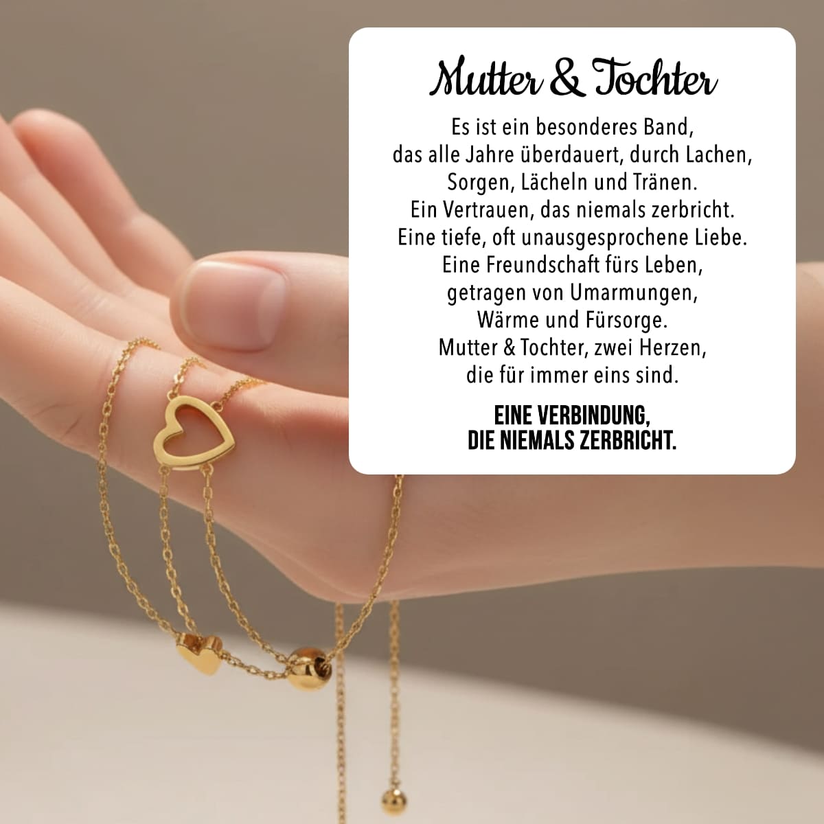 Mutter & Tochter – Herz-Armbänder