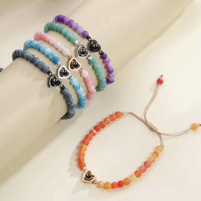 Fotoarmband mit deinem Lieblingsbild – Herzform mit Perlen
