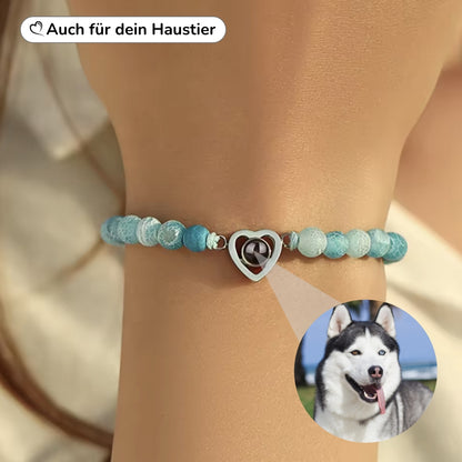 Fotoarmband mit deinem Lieblingsbild – Herzform mit Perlen