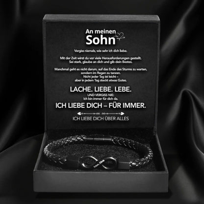 An meinen Sohn – Personalisiertes Infinity Armband mit Gravur