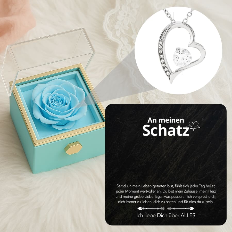 An meinen Schatz – Ewige Rose mit Herzschmuck & liebevoller Karte