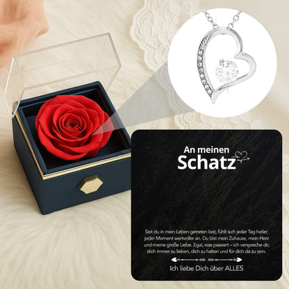 An meinen Schatz – Ewige Rose mit Herzschmuck & liebevoller Karte