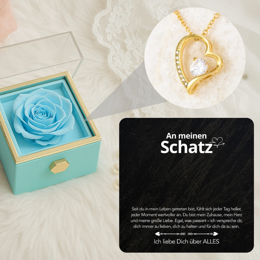 An meinen Schatz – Ewige Rose mit Herzschmuck & liebevoller Karte