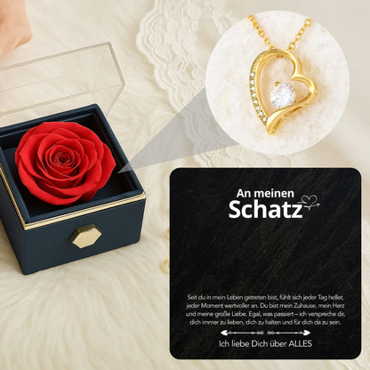 An meinen Schatz – Ewige Rose mit Herzschmuck & liebevoller Karte