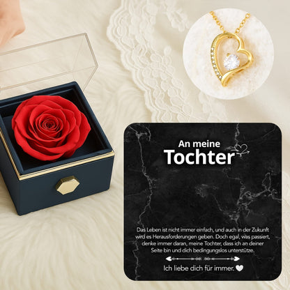 An meine Tochter – Ewige Rose mit Herzschmuck & liebevoller Karte