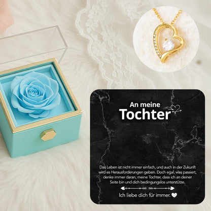An meine Tochter - LoveBox Deluxe – Ewige Rose mit Herzschmuck & Botschaft