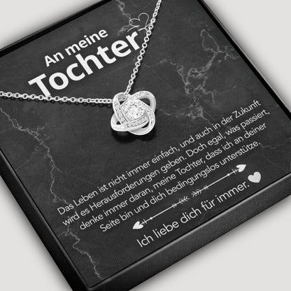 An meine Tochter – Knotenhalskette in 14k Weißgold / 18k Gelbgold Veredelung