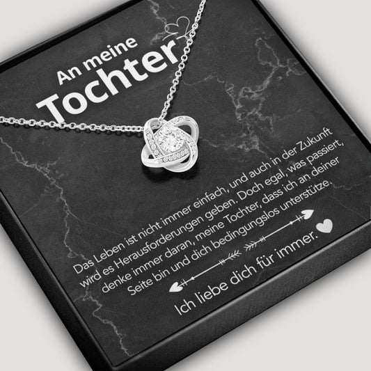 An meine Tochter – Knotenhalskette in 14k Weißgold / 18k Gelbgold Veredelung