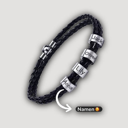 Geflochtenes Lederarmband mit Gravur-Elementen