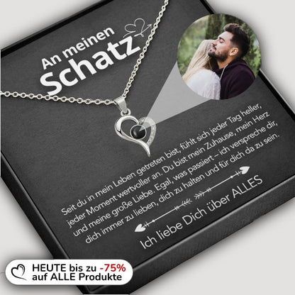 An meinen Schatz - Foto Halskette mit deinem Lieblingsbild – Schwungherz & Notiz