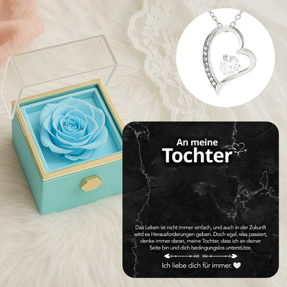An meine Tochter – Ewige Rose mit Herzschmuck & liebevoller Karte