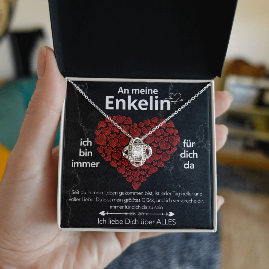 An meine Enkelin - Knotenhalskette mit liebevoller Notiz