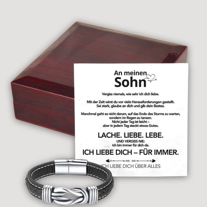 An meinen Sohn - Geflochtenes Edelstahl Lederarmband