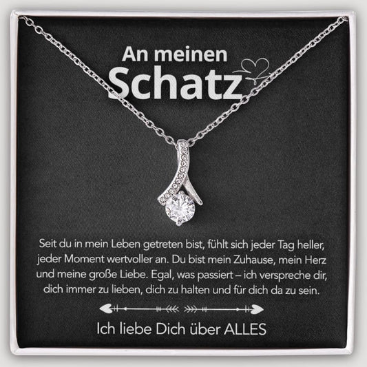 An meinen Schatz – Bandhalskette in 14k Weißgold / 18k Gelbgold Veredelung