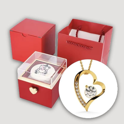 360 Grad Box mit Kerze - Zirkonia Herzhalskette