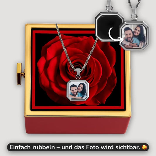 Personalisierte Thermo-Kette mit eigenem Foto in ewiger Rosenbox