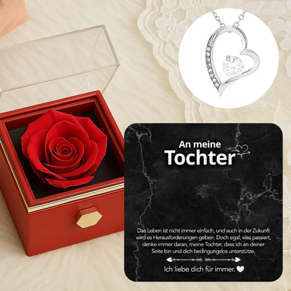 An meine Tochter – Ewige Rose mit Herzschmuck & liebevoller Karte