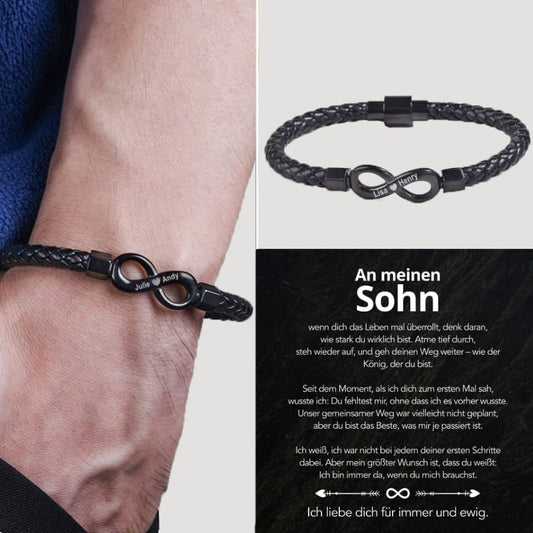 An meinen Sohn – Personalisiertes Infinity Armband mit Gravur