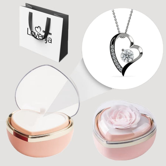 Herzförmige Rosenbox – Herzanhänger in 14k Weißgold Veredelung