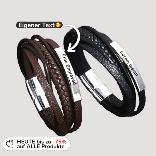 Geflochtenes Lederarmband mit Gravur-Element