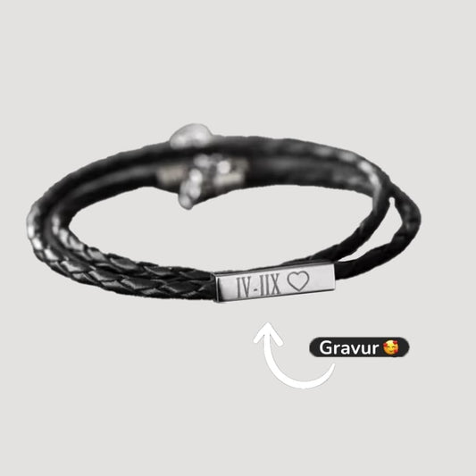 Geflochtenes Lederarmband mit Gravur-Element