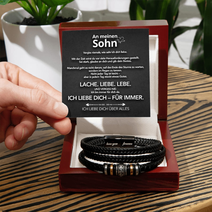 An meinen Sohn - Vergiss niemals - Lederarmband