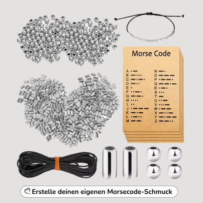 Morsecode armband DIY set – 1230-delige sieradenkit met kralen, kaartjes en touwtje