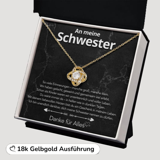 An meine Schwester - Knotenhalskette mit liebevoller Notiz