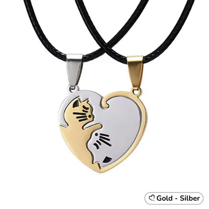 Katzen-Partnerkette – Zwei Katzen, ein Herz