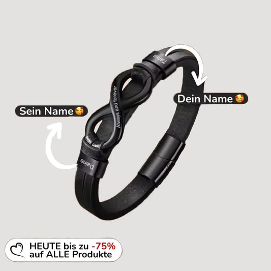 Lederarmband Infinity mit Gravur-Elementen
