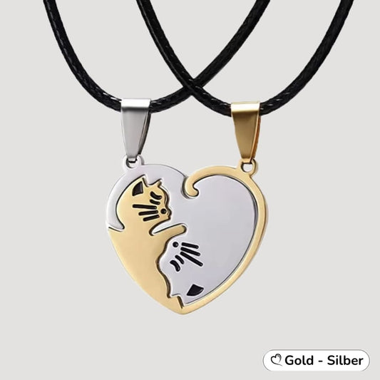 Katzen-Partnerkette – Zwei Katzen, ein Herz
