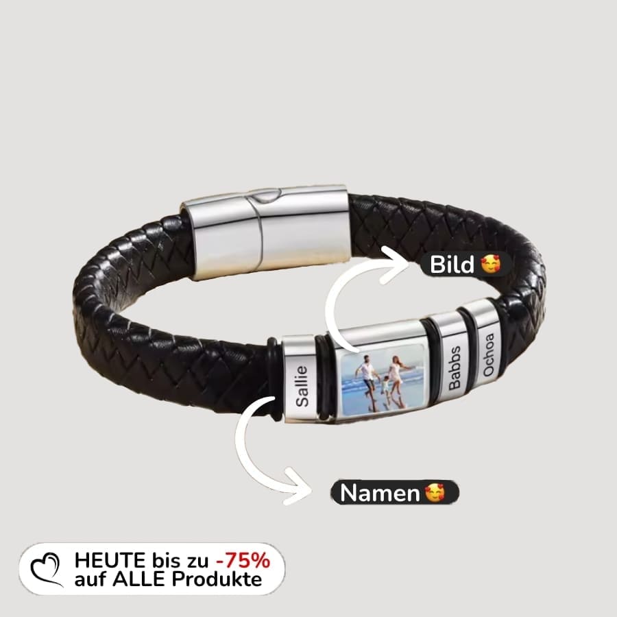 Lederarmband mit Gravur-Elementen und eigenem Foto