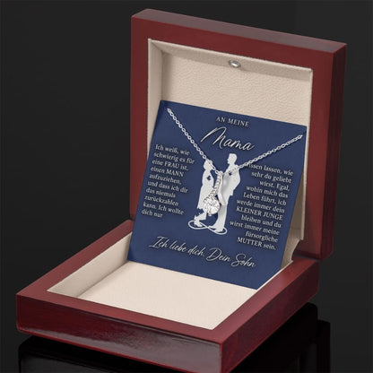 An meine Mama – Bandhalskette in 14k Weißgold / 18k Gelbgold Veredelung