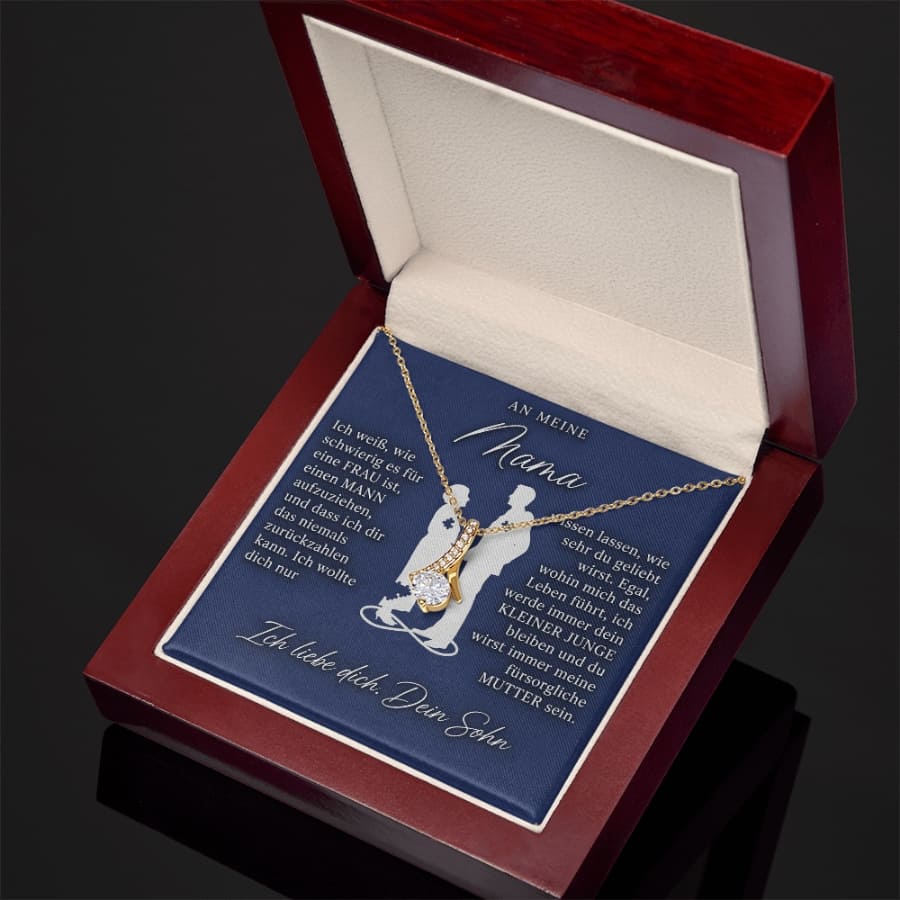 An meine Mama – Bandhalskette in 14k Weißgold / 18k Gelbgold Veredelung