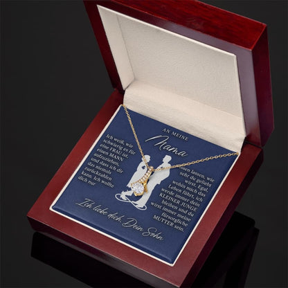 An meine Mama – Bandhalskette in 14k Weißgold / 18k Gelbgold Veredelung