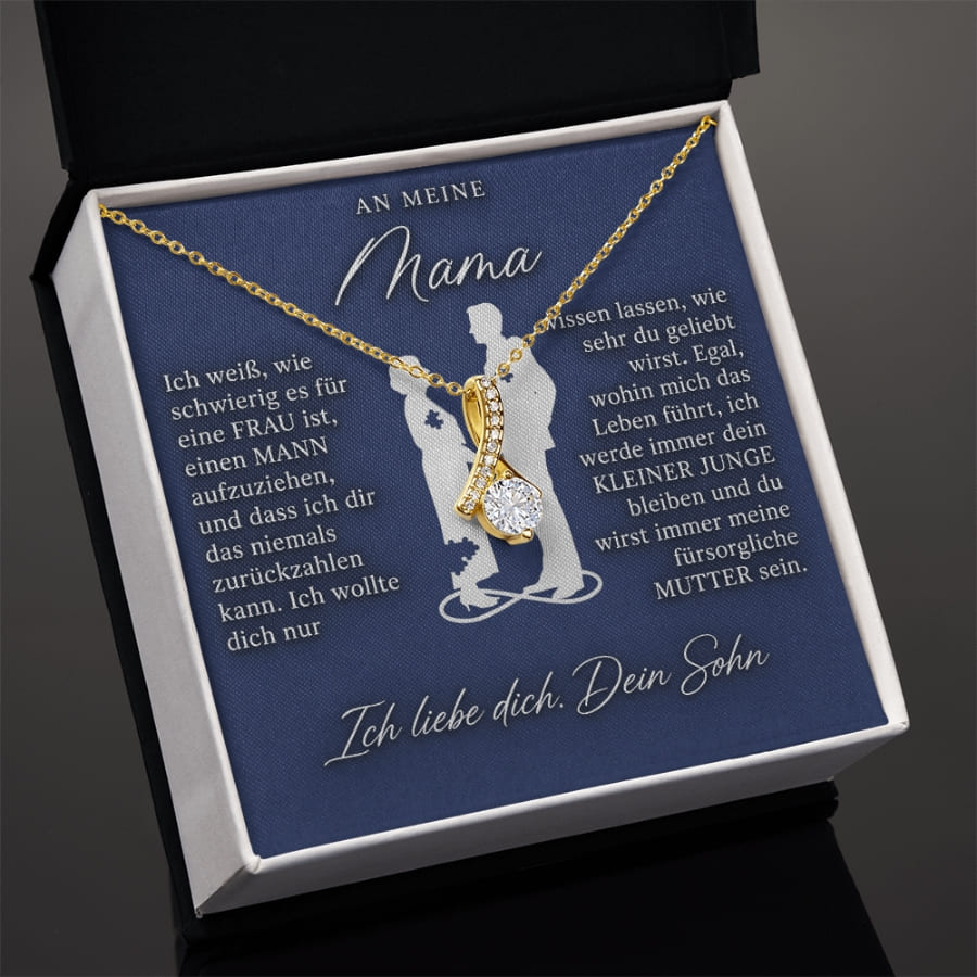 An meine Mama – Bandhalskette in 14k Weißgold / 18k Gelbgold Veredelung