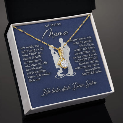 An meine Mama – Bandhalskette in 14k Weißgold / 18k Gelbgold Veredelung