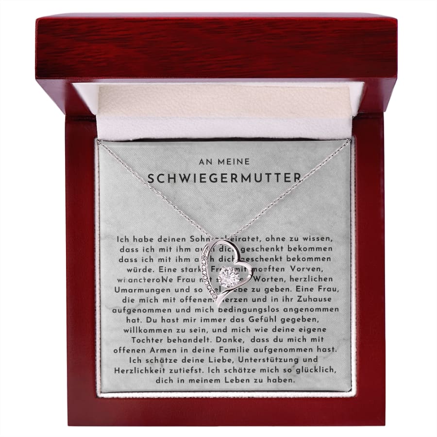 An meine Schwiegermutter -  Herz-Halskette mit liebevoller Karte