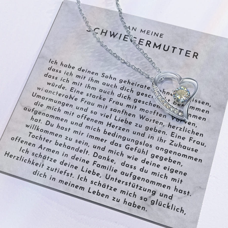 An meine Schwiegermutter -  Herz-Halskette mit liebevoller Karte