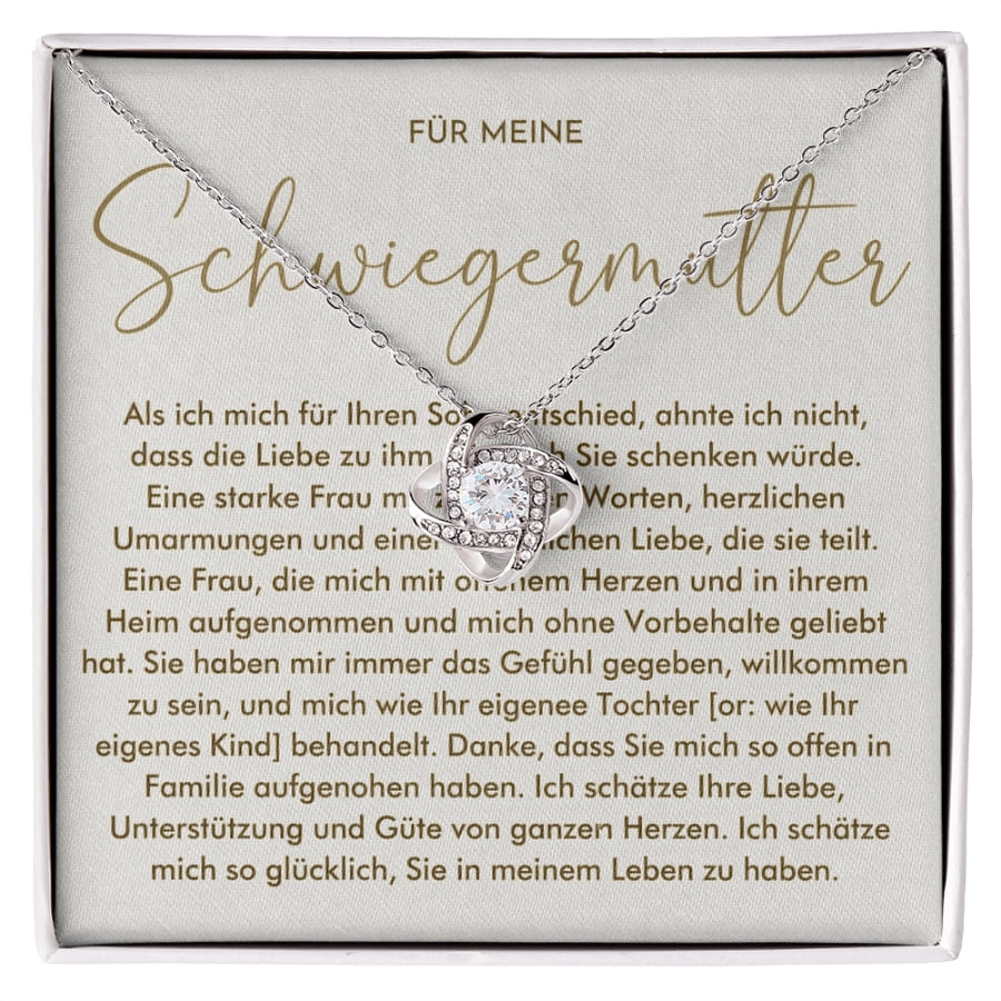 An meine Schwiegermutter -  Knoten-Halskette mit liebevoller Karte